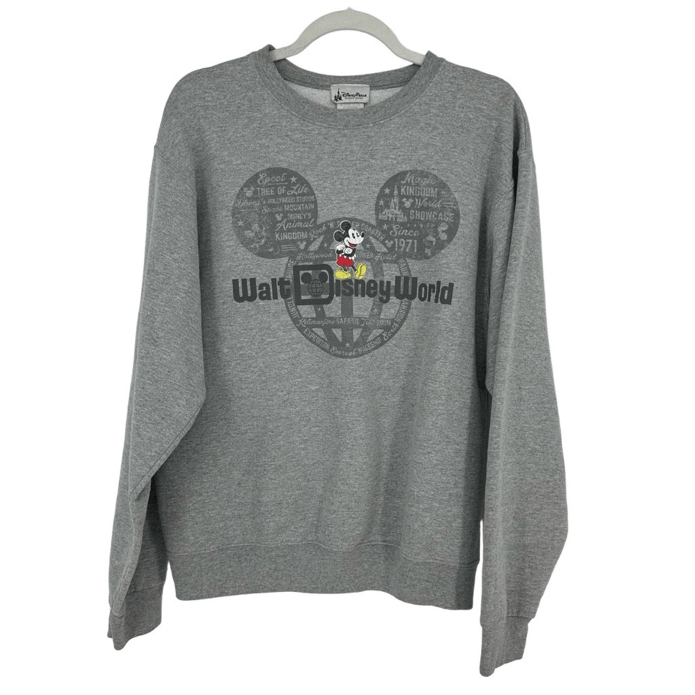 Vintage 90’s Disney Parks Womens M Sweatshirt Mickey Mouse Crewneck Gray Casual